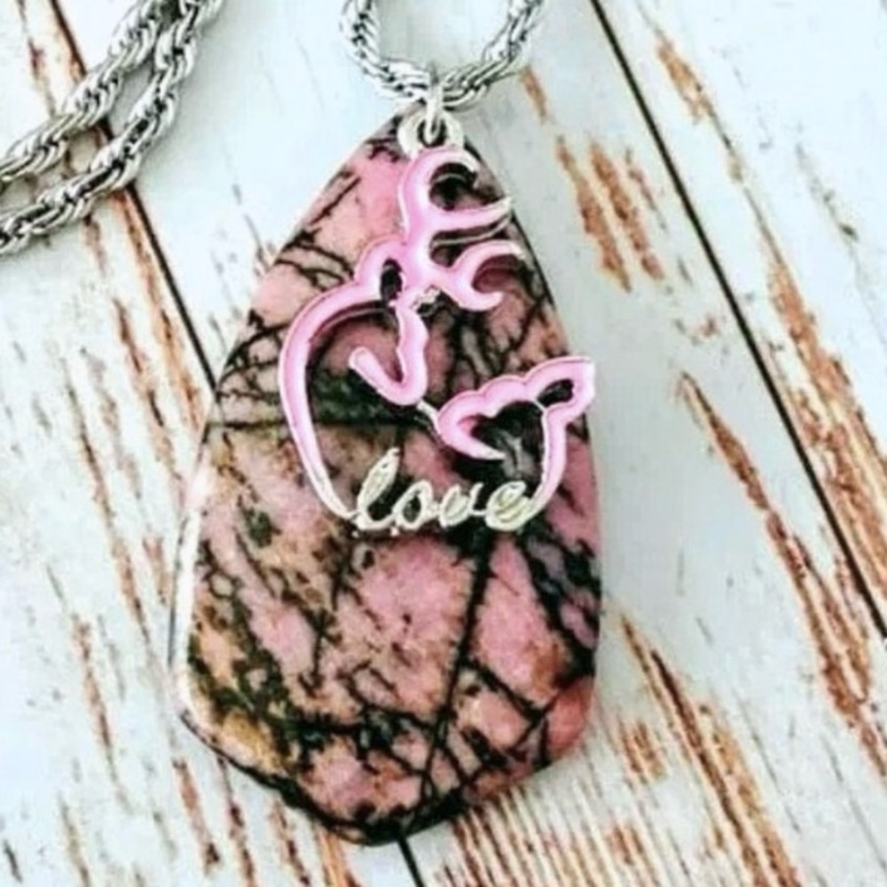 Artisan Rhodonite Deer Love Pendent
